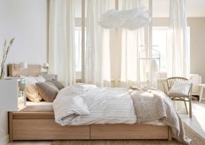 时尚家居卧室设计白色窗帘装修效果图片
