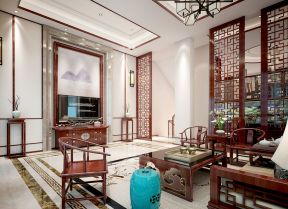 新中式风格客厅 客厅隔断设计效果图