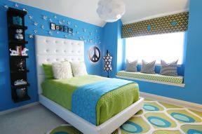 2023家居卧室蓝色墙面装修效果图片