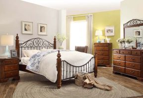 简约美式家居卧室单人床装修效果图片案例