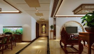 新中式设计走廊客厅吊顶效果图