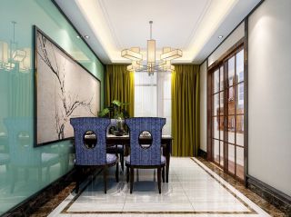 中式风格自建别墅设计餐厅窗帘装修图片