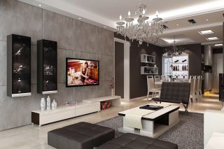 现代小户型客厅电视墙装潢设计效果图