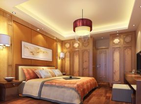 中式风格家居婚房卧室装饰装修效果图