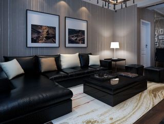 黑白灰家装客厅现代简约沙发效果图