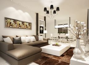 2023现代15平米客厅白色茶几装修效果图片