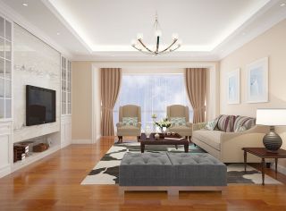 2023现代15平米客厅沙发凳装修效果图片