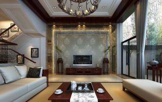 中式客厅家具摆放装修设计图
