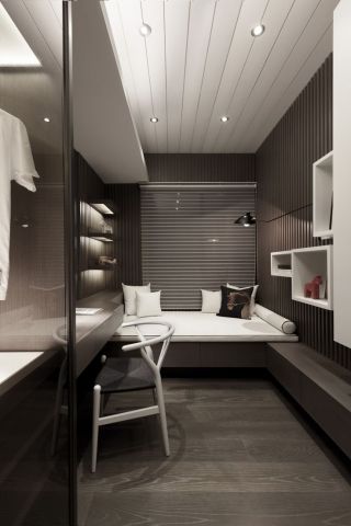 黑白灰家装卧室与书房设计效果图