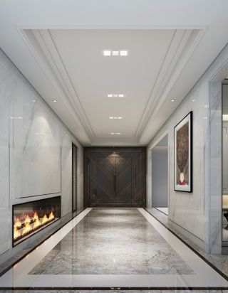中式走廊设计石膏板吊顶效果图案例