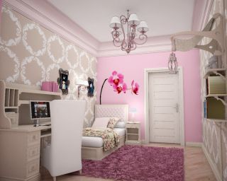 小女生卧室设计白色门装修效果图片