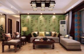 中式风格装修图 客厅沙发背景墙装饰画