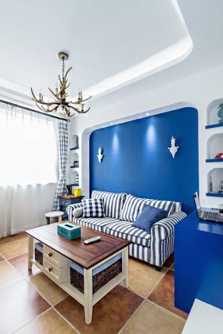 70平米小户型地中海风格客厅布艺沙发装修效果图片