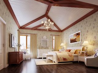 美式风格别墅家居卧室吊顶装修效果图