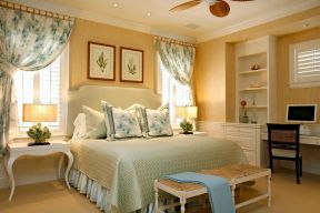 单身女性卧室装修 纯色壁纸装修效果图片