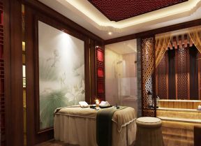 中式spa会所 背景墙装饰装修效果图片