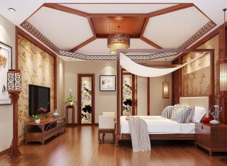 最新现代中式卧室吊顶造型装修效果图片