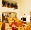 东南亚别墅室内棕黄色木地板装修效果图片