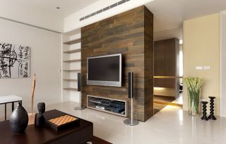 两房一厅简约客厅电视墙设计案例