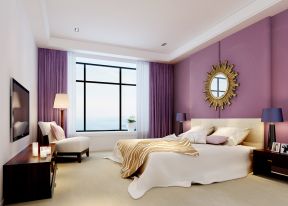 现代卧室家居 紫色墙面装修效果图片