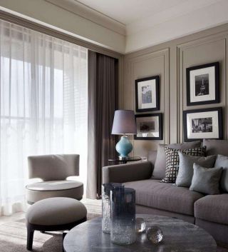 新古典风格客厅窗帘装修效果图
