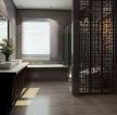 中式别墅卫生间砖砌浴缸装修效果图片