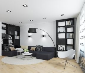 现代简约黑白风格小户型客厅灯效果图欣赏