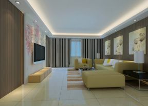 小户型现代客厅设计  灰色窗帘装修效果图片