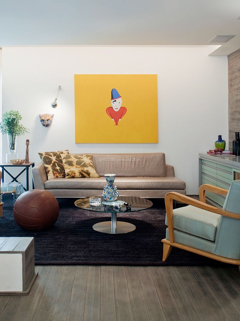 混搭风格家居室内背景墙装饰图