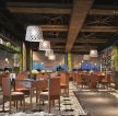 2023混搭风格会所餐厅木质吊顶装修设计效果图片