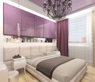 60平两室一厅简约紫色卧室装修效果图