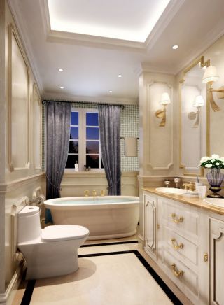 欧式简约型两室两厅浴室壁灯装修效果图片