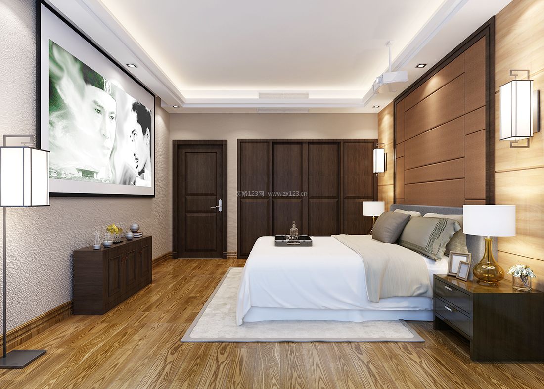 中式简约别墅设计卧室衣柜装修效果图片2023