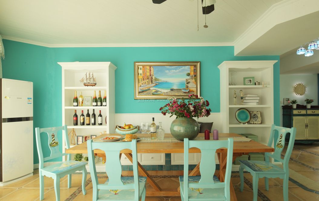 家庭地中海风格餐厅背景墙设计效果图