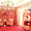欧式别墅客厅粉色窗帘装修效果图片