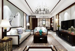 中式小户型家居客厅沙发装修效果图片2023