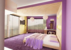 紫色卧室 卧室吊顶装修效果图