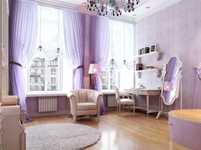 紫色卧室 室内装饰设计效果图
