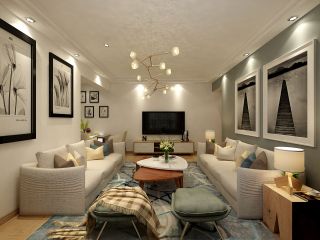 现代家装客厅沙发摆放设计装修效果图片