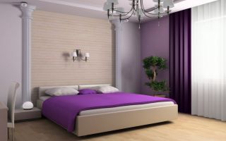 紫色卧室浅黄色木地板装修效果图片
