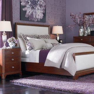 紫色卧室床头背景墙设计效果图赏析