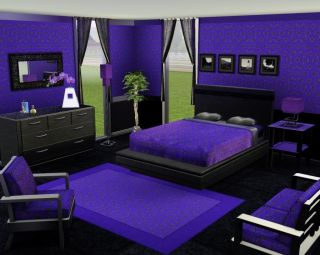 紫色卧室颜色搭配装修效果图片
