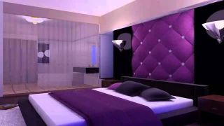 紫色卧室床头背景墙装修效果图片