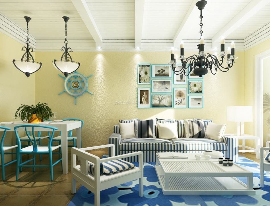 地中海风格室内装饰60平米小户型家居客厅