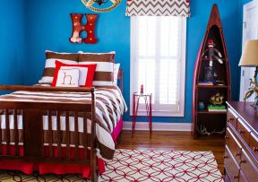 男孩儿童房设计 单人床装修效果图片