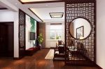 新中式客厅镂空雕花隔断效果图