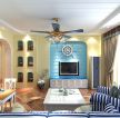 简约地中海风格客厅蓝色电视背景墙设计图