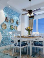2023地中海风格餐厅蓝色景墙设计图片