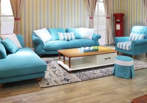 2023地中海风格蓝色组合沙发装修效果图片