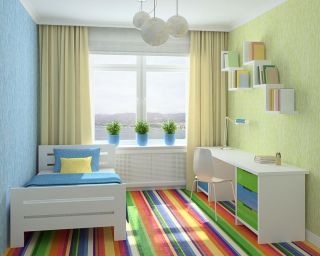 小户型小清新儿童卧室家具装修效果图片